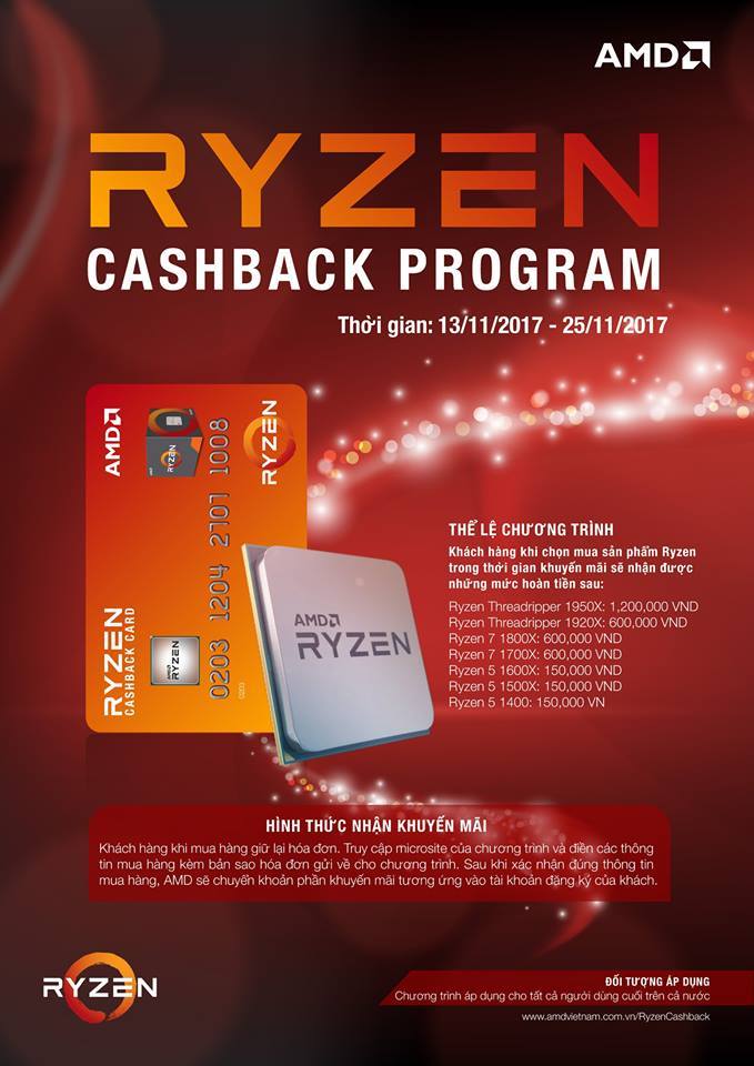 CHƯƠNG TRÌNH KHUYẾN MÃI - AMD RYZEN CASHBACK