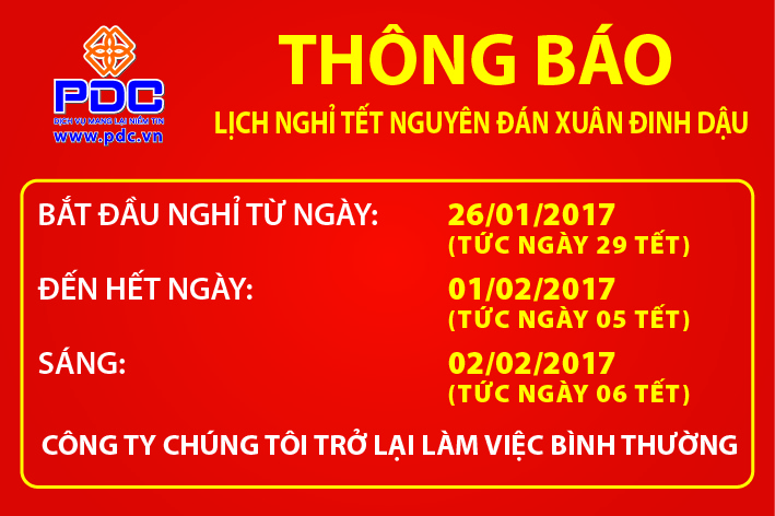 Thông báo lịch nghỉ tết Xuân Đinh Dậu 2017!