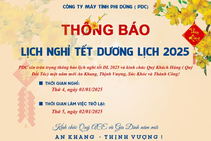 Thông báo lịch nghỉ Tết Dương lịch 2025