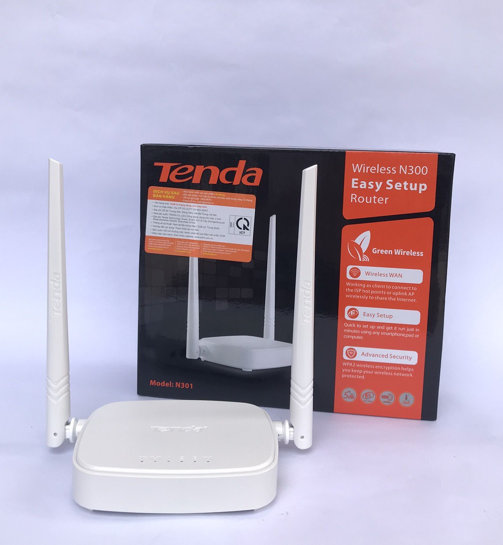 Bộ phát Wifi Tenda N301 / 300Mbps_ 3Port LAN (2 Râu)